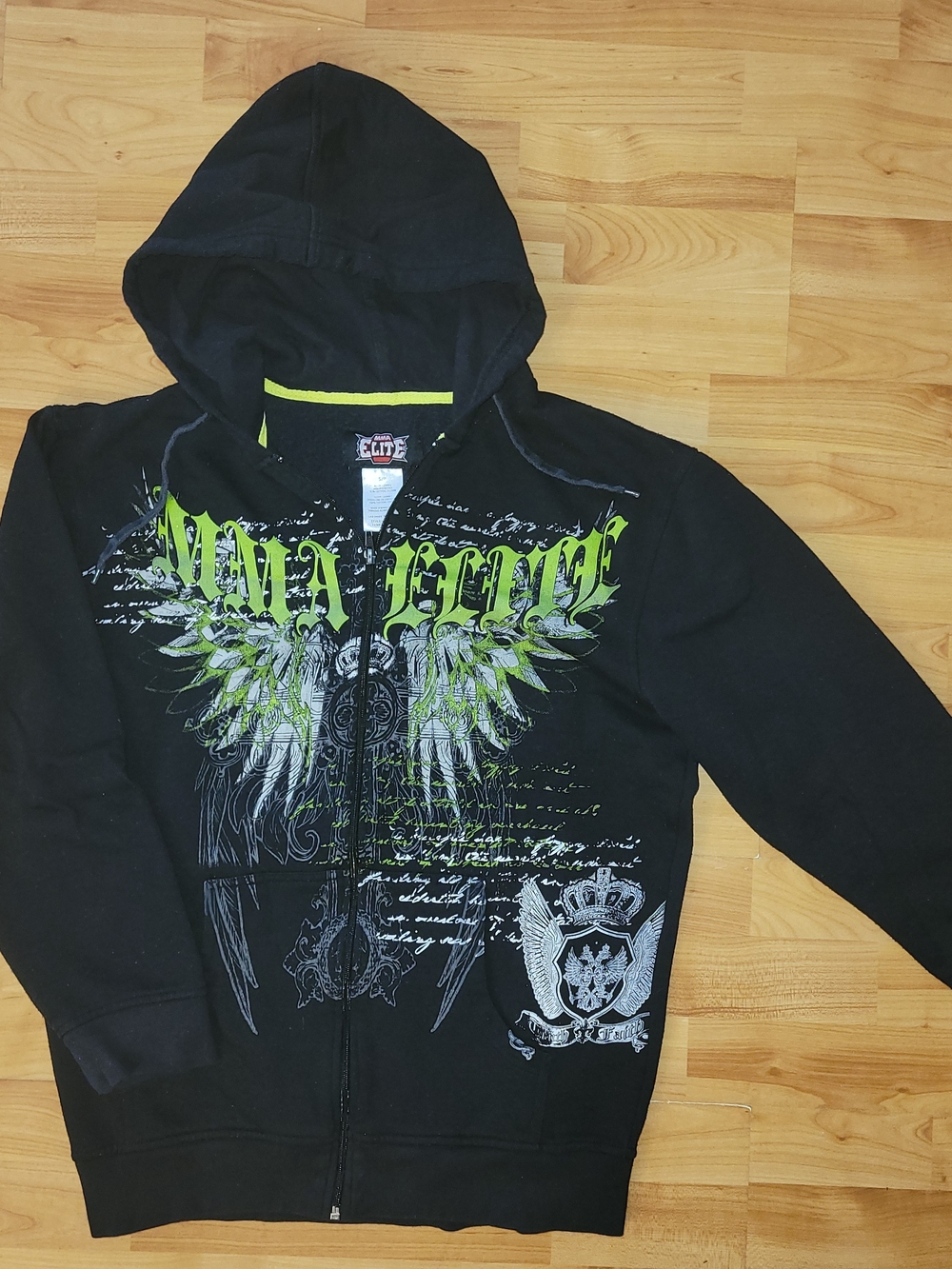 MMA ELITE Y2K Vintage Zip Up Hoodie, Size Small